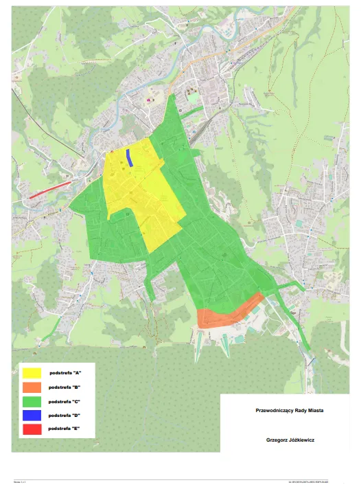 Mapa podstref płatnego parkowania w Zakopanem