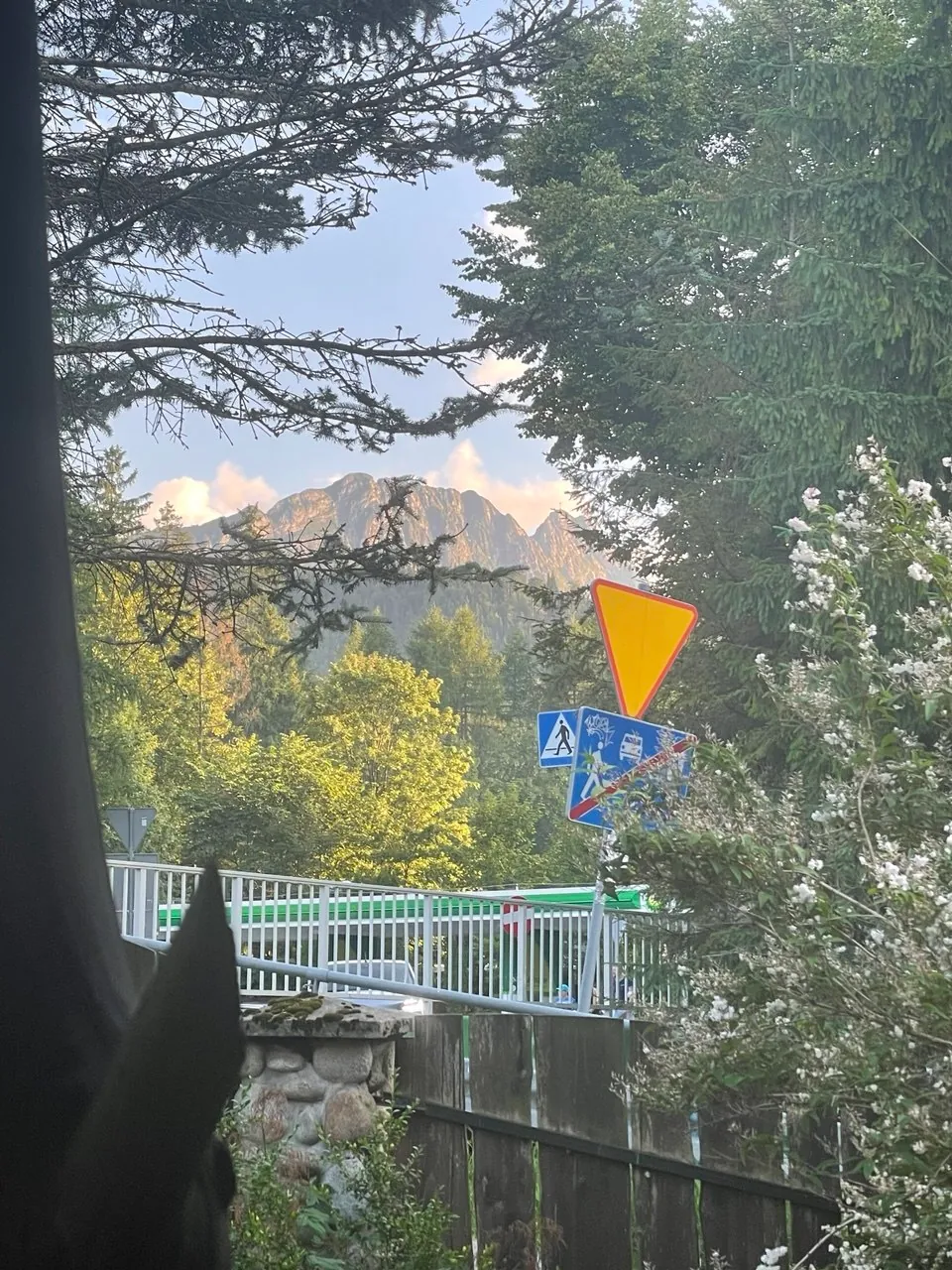 Giewont o zachodzie słońca widziany spod Willi Storczyk przy Drodze na Bystre